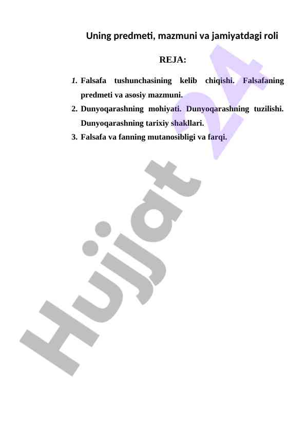 Falsafa tushunchasi va uning jamiyatdagi rol