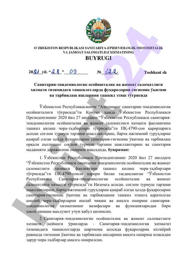 Sanitariya-epidemiologik o‘qitish va tarbiyalash