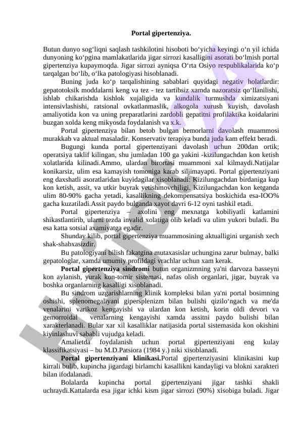 Portal Gipertenziya Bilan Bog'liq Masalalar
