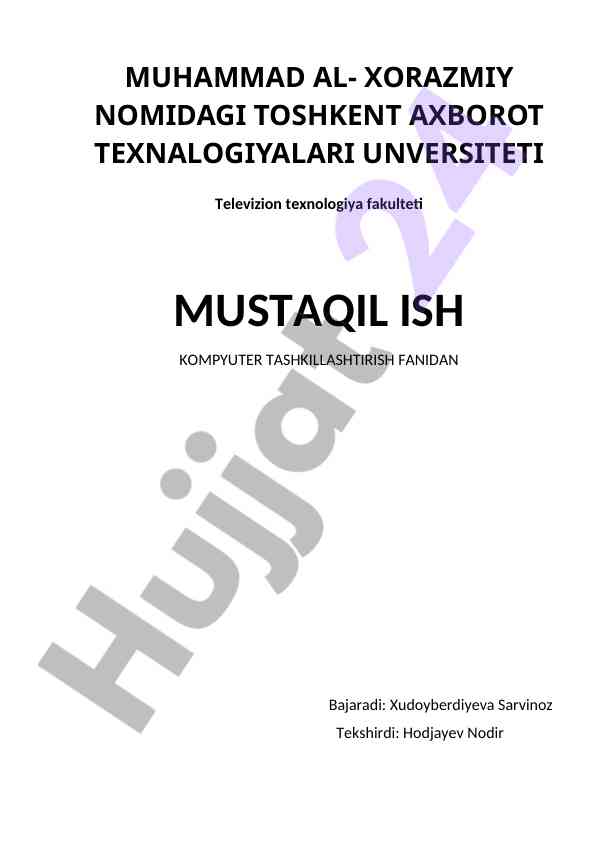 Kompyuter turlari va tashkiliy qisimlari