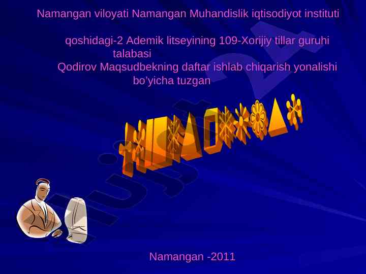 Biznes reja va tahlil: namangan muhandislik