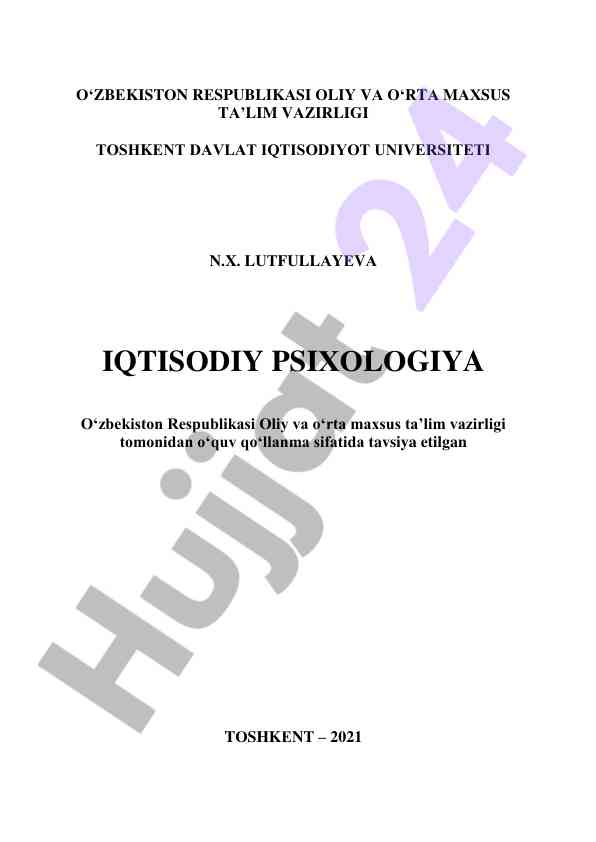Iqtisodiy psixologiya o‘quv qo‘llanma 2021