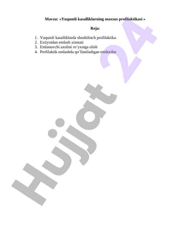 Yuqumli kasalliklarning maxsus profilaktikasi