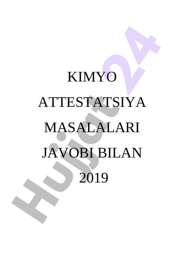 Kimyo attestatsiya masalalari yechimlari
