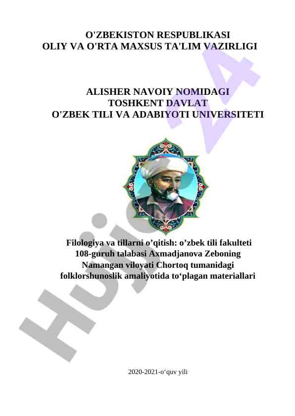 Folklorshunoslik amaliyoti materiallari 2020-2021