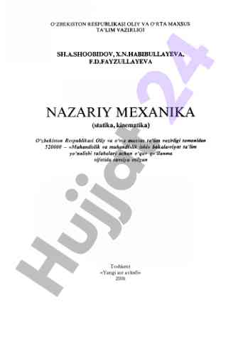 Nazariy mexanika o‘quv qo‘llanma statika kinematika