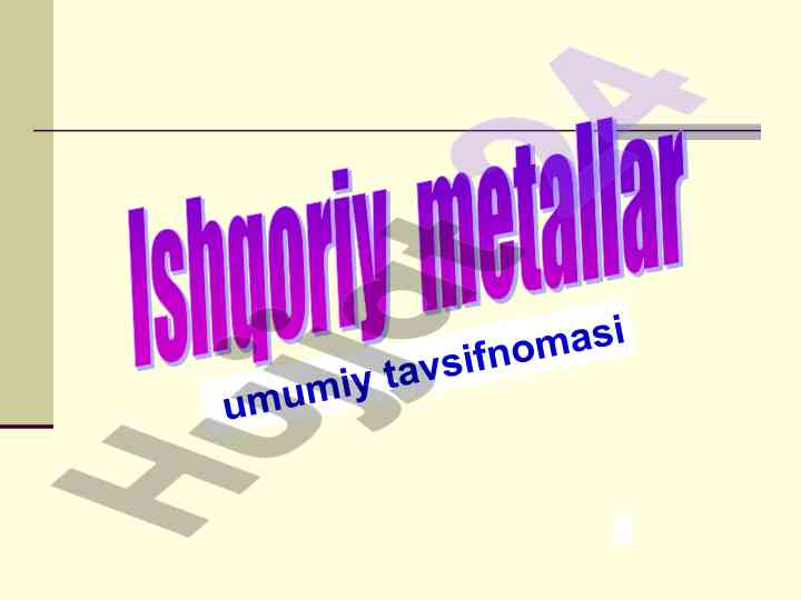 Ishqoriy metallar bo’yicha dars rejasi