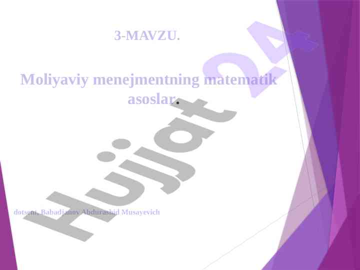 Moliyaviy menejmentning matematik asoslari