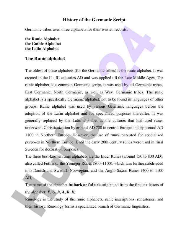 History of the germanic script and its alphabets