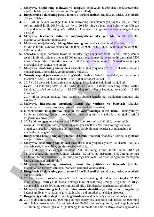 Moliyaviy hisobotlar va ularning ahamiyati