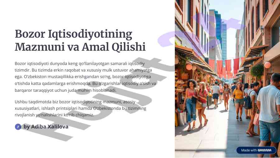 Bozor iqtisodiyoti: xususiyatlar va rivojlanish yunalishlari