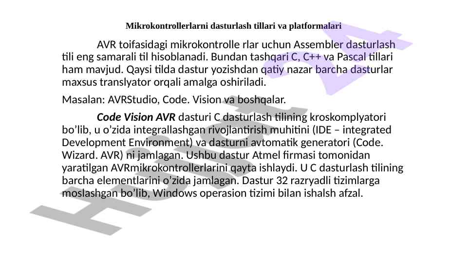 Mikrokontrollerlar uchun dasturlash tillari