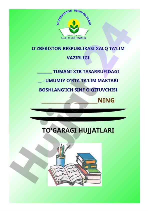 Boshlang'ich sinf o'qituvchisi uchun to'garak rejasi