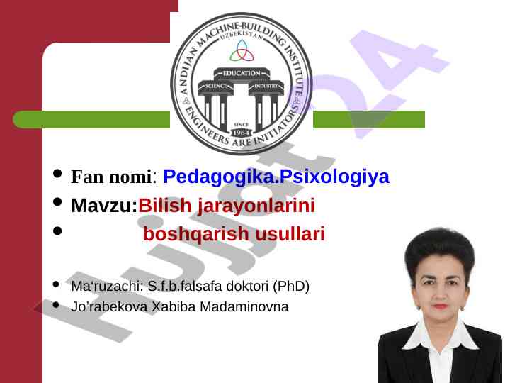 Bilish jarayonlarini boshqarish usullari