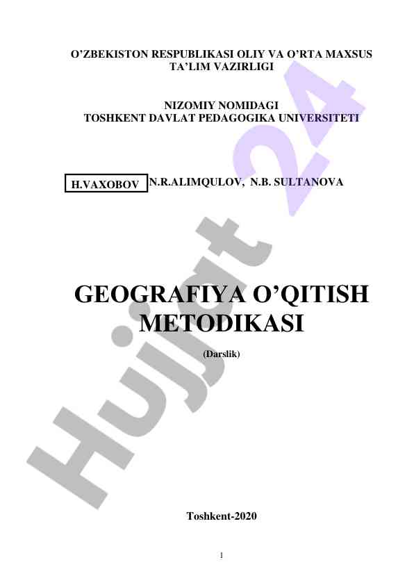 Geografiya o‘qitish metodikasi darsligi 2020