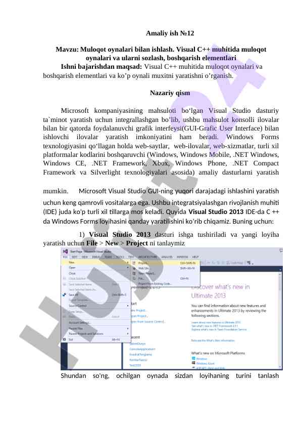 Muloqot oynalari bilan ishlash vaqtida visual c++