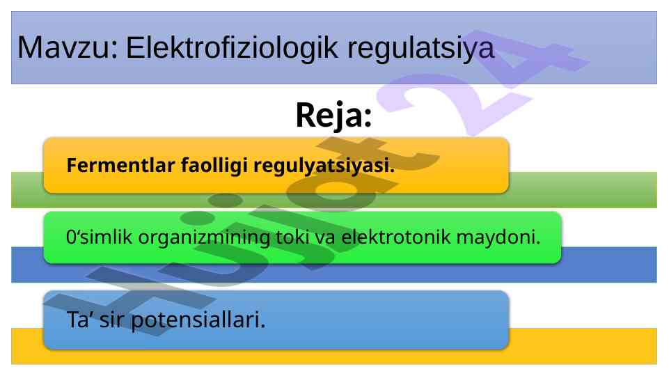 Elektrofiziologik regulatsiya tizimlari haqida