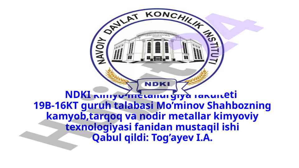 Oltin va kumush xossalari kimyoviy texnologiyasi