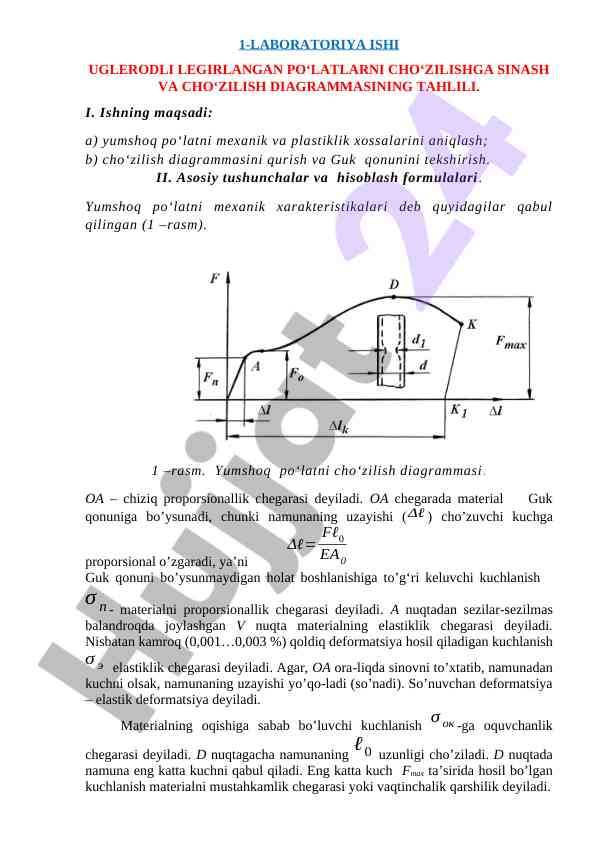 Uglertli legirlangan po‘latlarni cho‘zilishga sinash