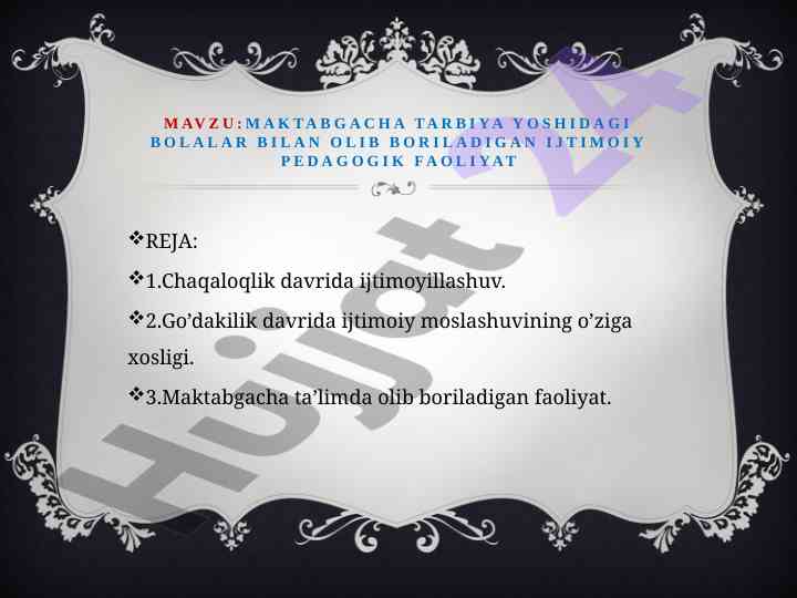 Maktabgacha ta'limda ijtimoiy pedagogik faoliyat