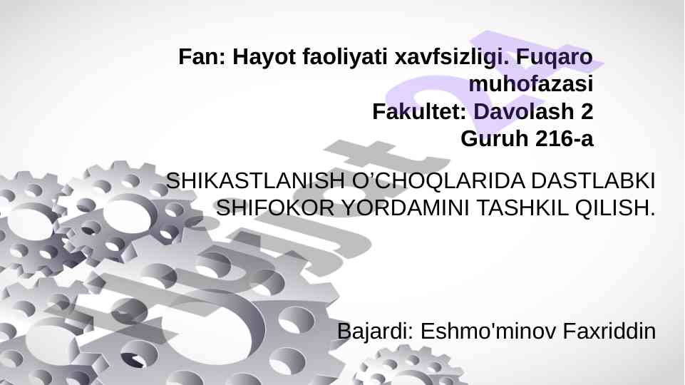 Dastlabki shifokor yordamining tashkil qilish usullari