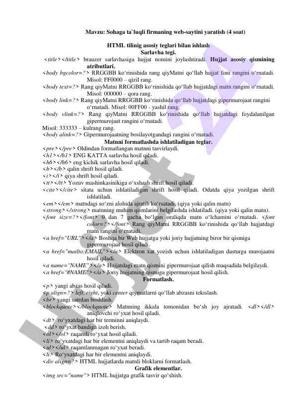 Html asoslari: web-sayt yaratish uchun qo‘llanma