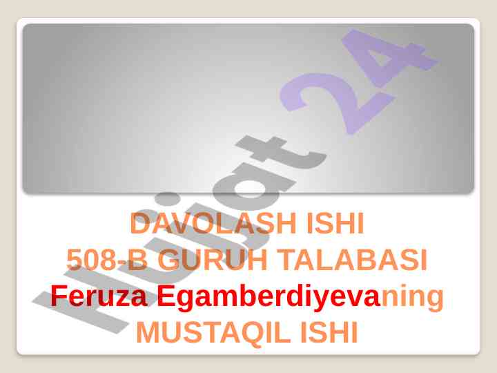 Shok sabablari va turlari haqida mustaqil ish