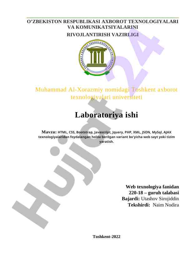Web sayt yaratish bo'yicha laboratoriya ishlari