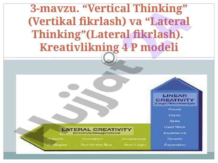 Vertikal fikrlash va lateral fikrlash ta'riflari