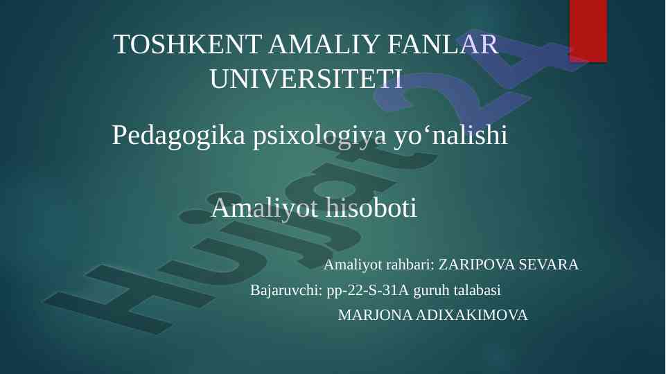 Amaliyot hisoboti: maktab faoliyati tahlili