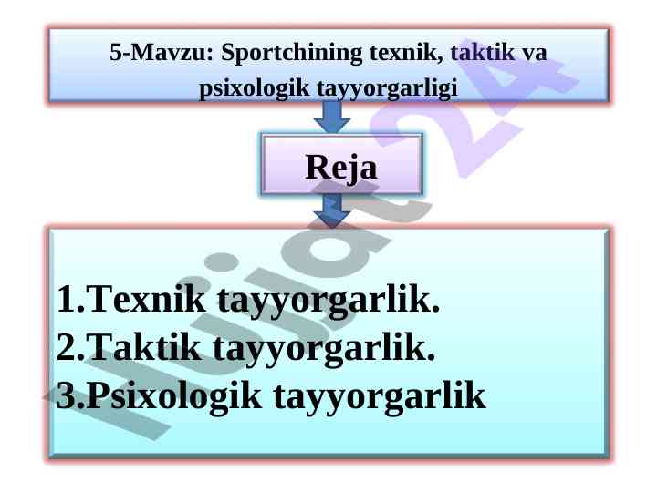 Sportchining texnik taktik va psixologik tayyorgarligi