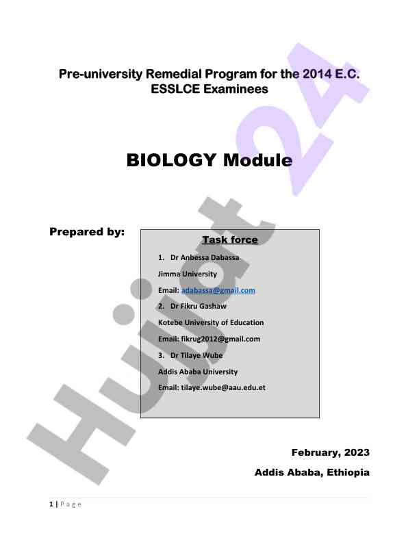 Pre-university remedial program for biology module