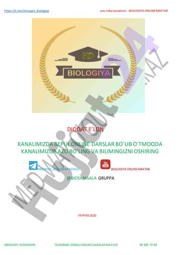 Online biologiya maktabida bepul darslar