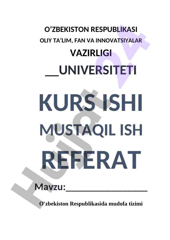 Mudofaa tizimi o‘zbekiston respublikasida