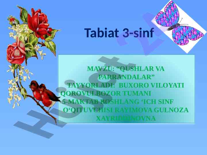 Qushlar va parrandalar mavzusi 3-sinf dars ishlanmasi