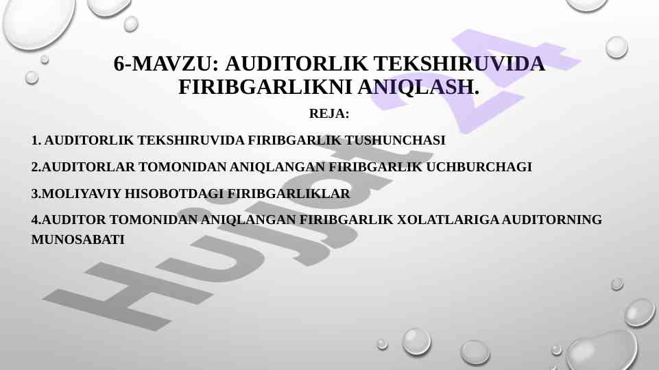 Auditorlik tekshiruvida firibgarlikni aniqlash