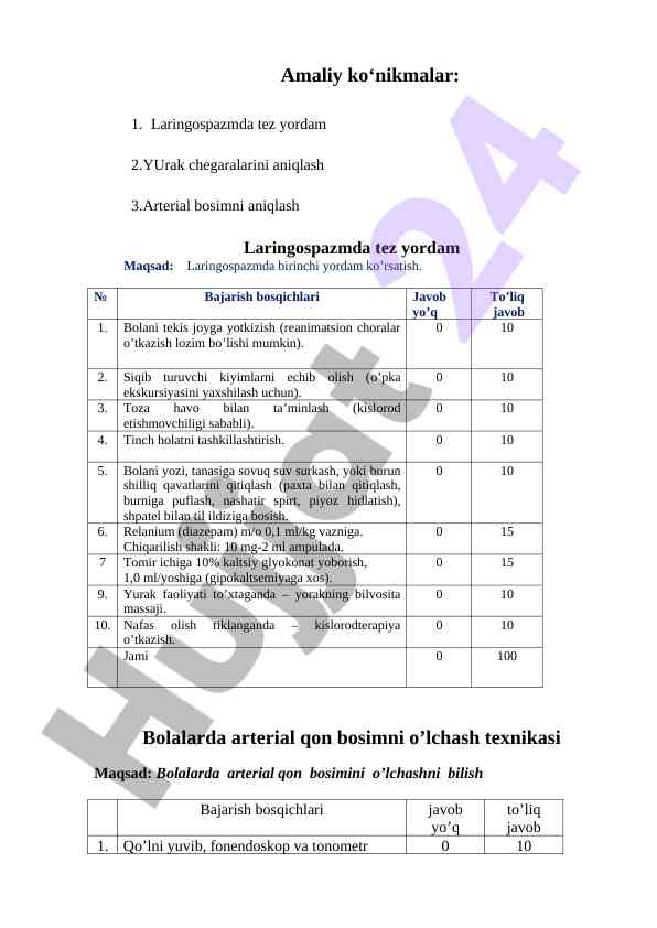Laringospazmda tez yordam ko‘rsatish texnikasi