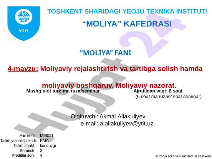 Moliyaviy rejalashtirish va tartibga solish