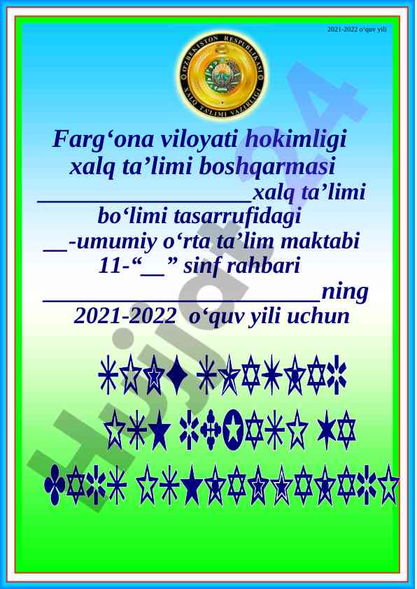 Sinf rahbarlari uchun tarbiyaviy darslarni o‘tish tizimi