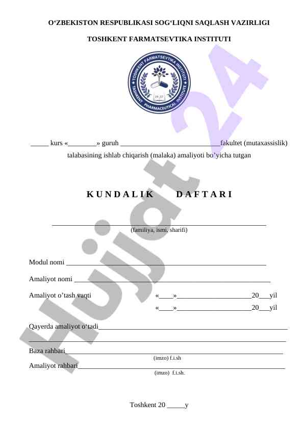 Amaliyot kundaligi daftari tasvirlari