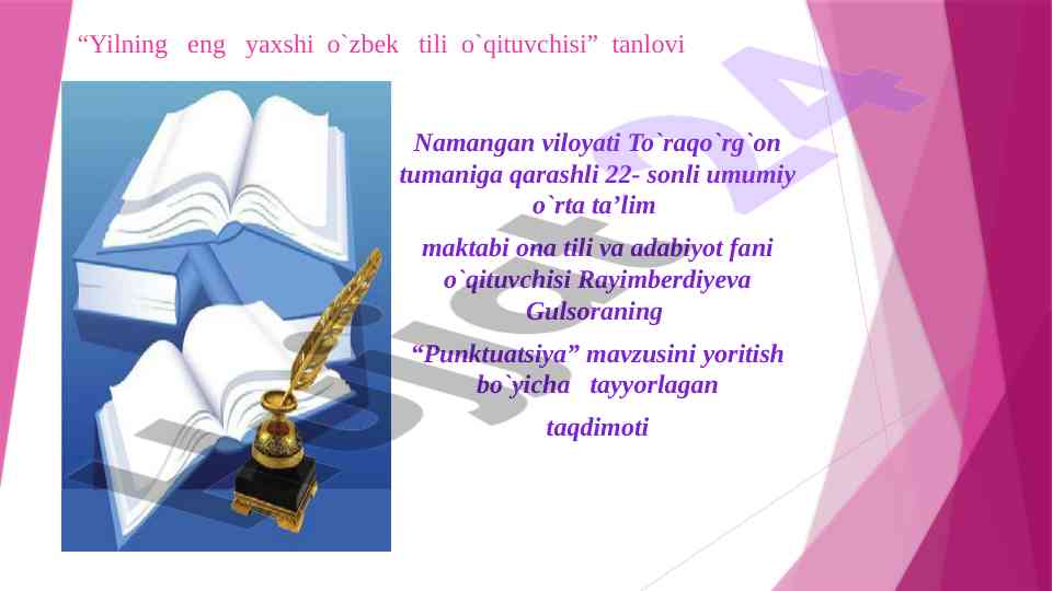 Punktuatsiya mavzusini yoritish bo'yicha taqdimot
