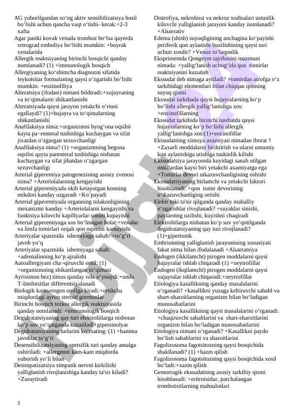 Aktiv sensibilizatsiya va allergik reaktsiyalar