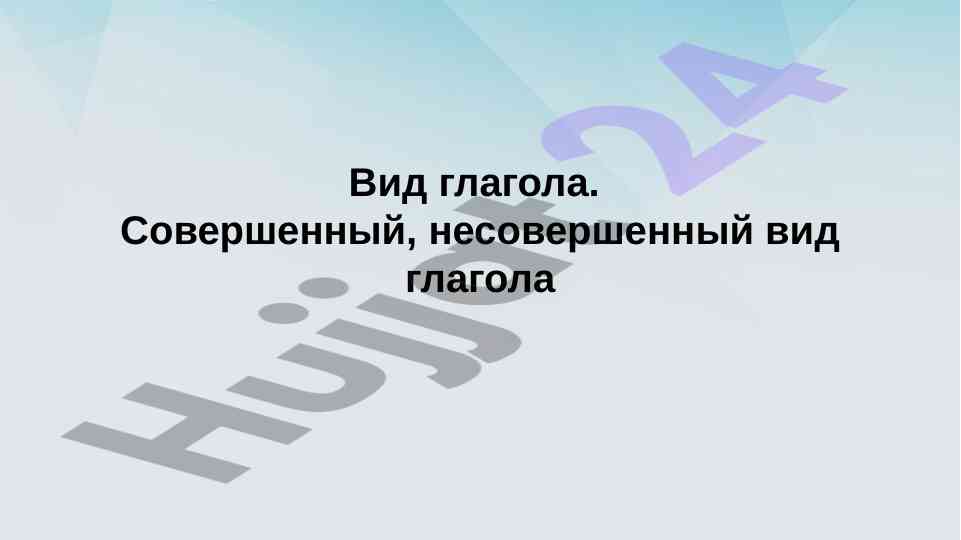 Вид глагола: совершенный и несовершенный