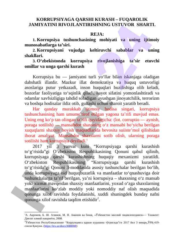 Korrupsiyaga qarshi kurash va fuqarolik jamiyati