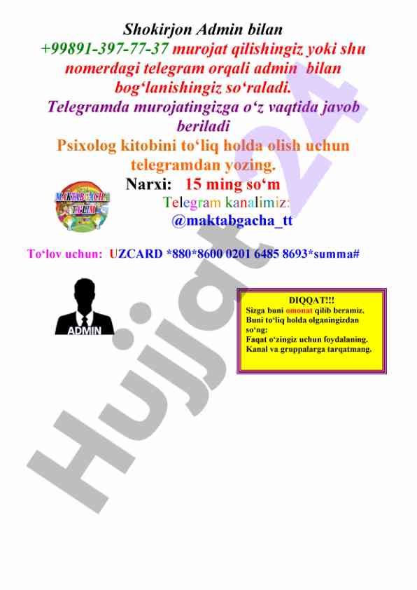 Psixolog kitobi maktabgacha ta'lim tashkilotlari uchun