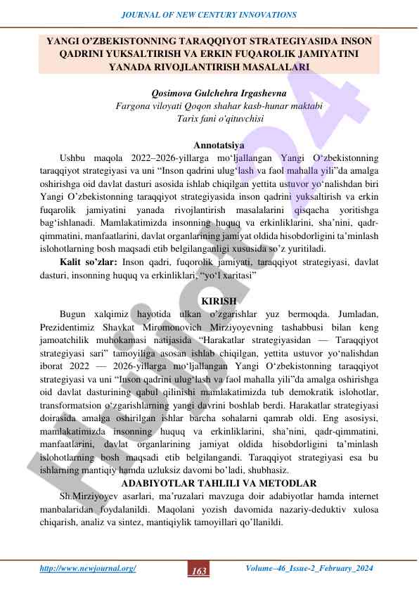 Inson qadrini yuksaltirish va fuqarolik jamiyati