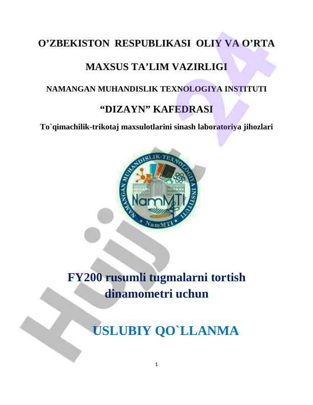 Tugmalarni Tortish Dinamometri Uslubiy Qo‘llanma