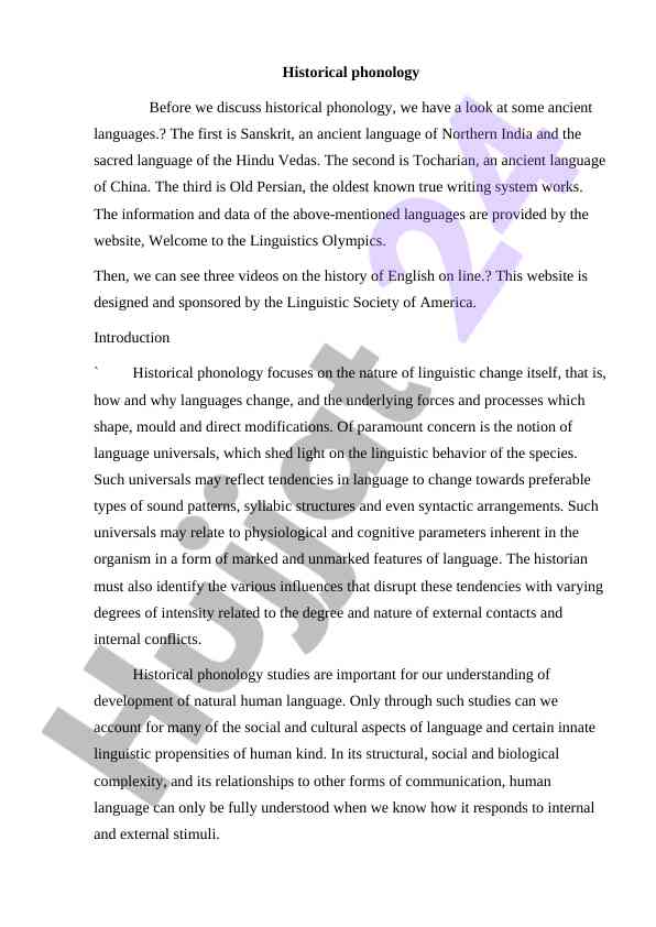 Historical phonology and linguistic change