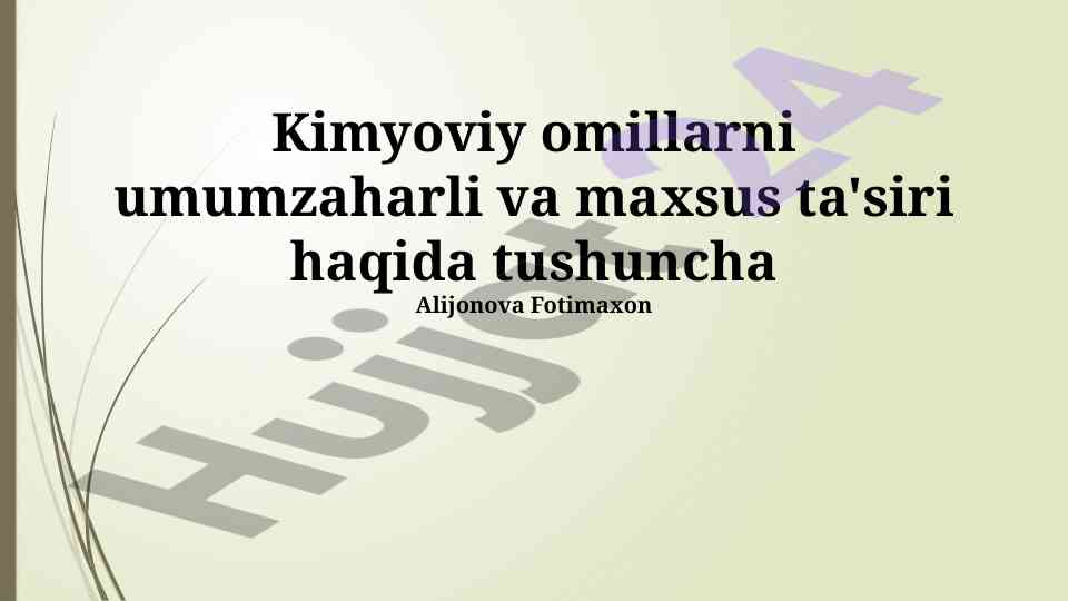 Kimyoviy omillar ta'siri va ularning oqibatlari