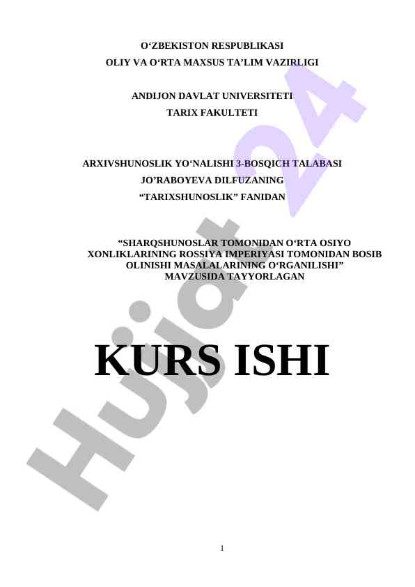 Sharqshunoslar tomonidan o‘rta osiyo tarixi